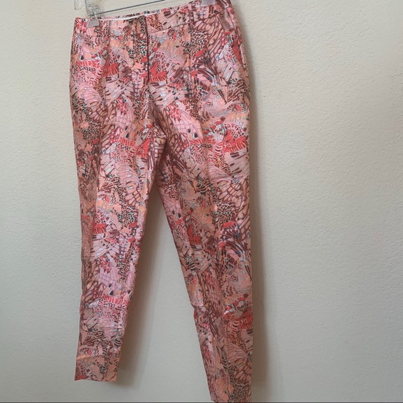J. Crew Pink Butterfly Print Silk Tapered Pants - Picture 6 of 11
